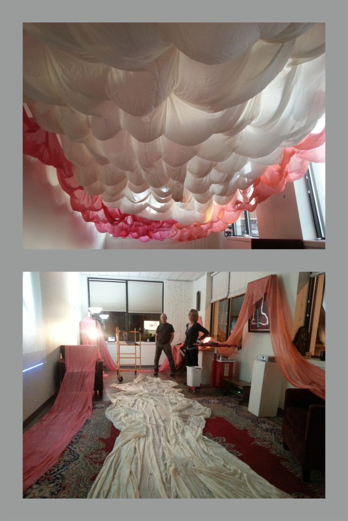 silk, abbie powers, suspended silk installation art