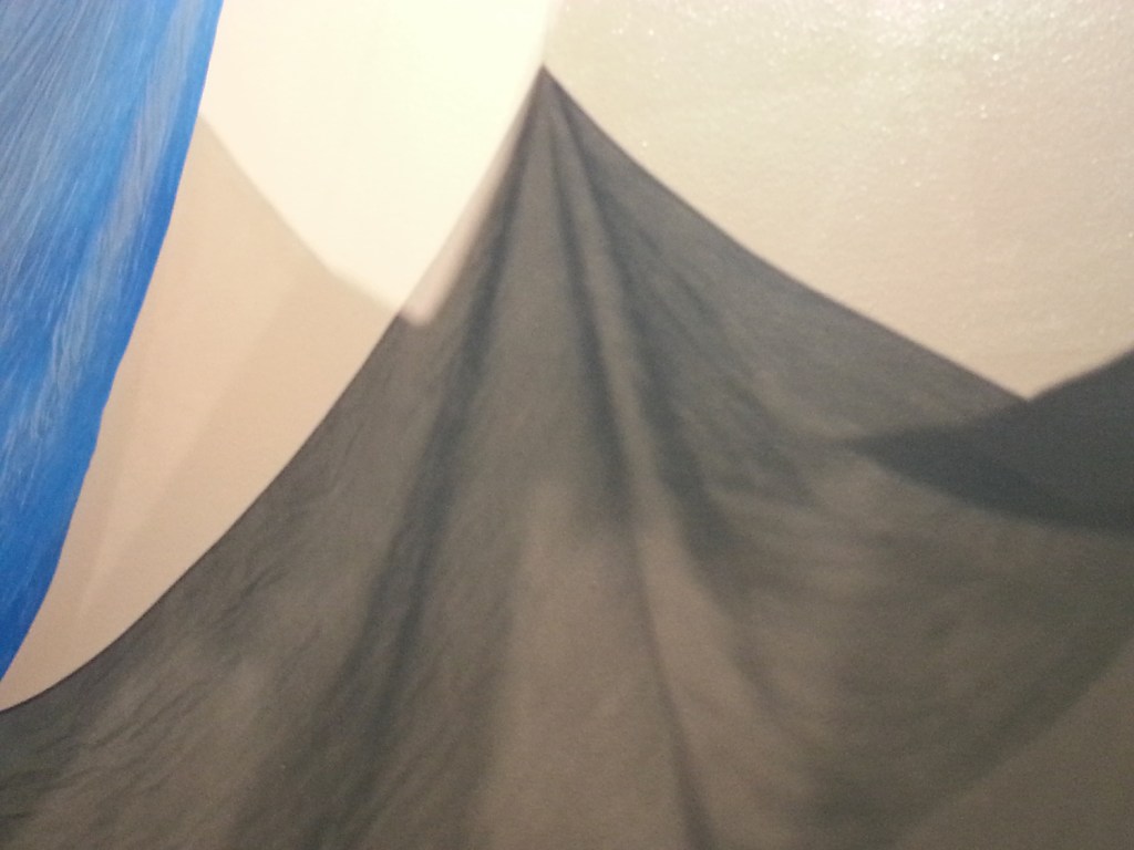 a shadow on the wall from the suspended installation art piece